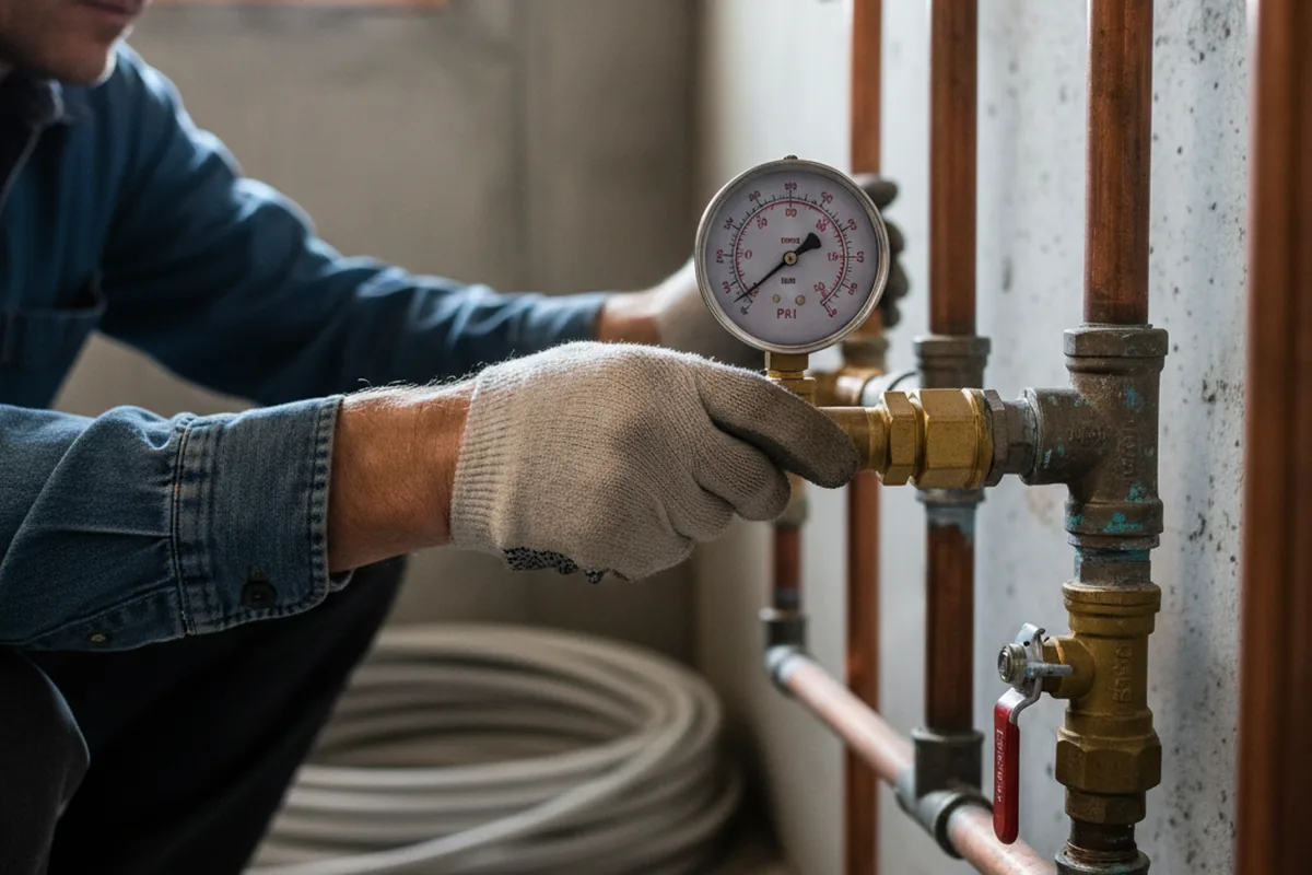 Pressure testing a repaired line during Water Line Repair in Hubbard
